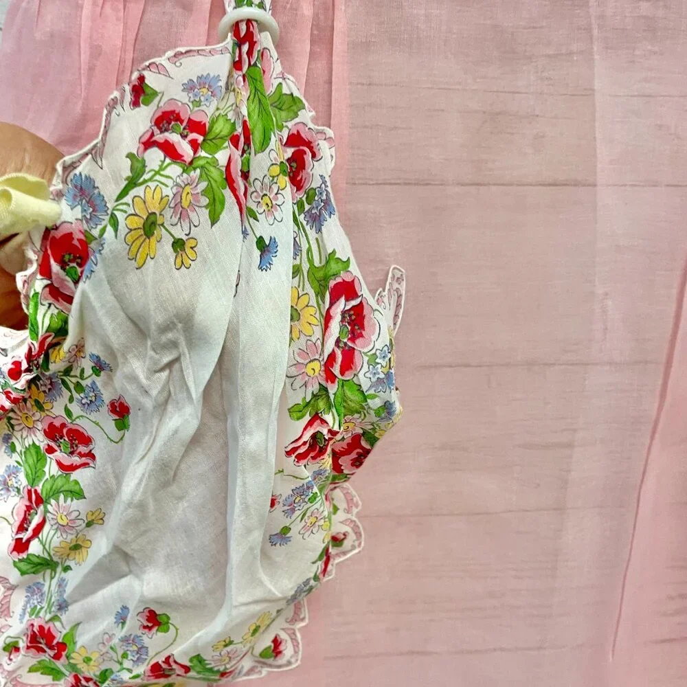 Vintage Sheer Retro Apron with Vintage Hanky Pocket